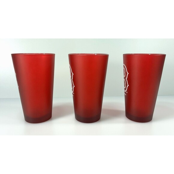 Boelter Boston Red Sox Frosted Red Glass 16oz Pint Glass MLBP 2010 Set of 3 - Picture 6 of 10